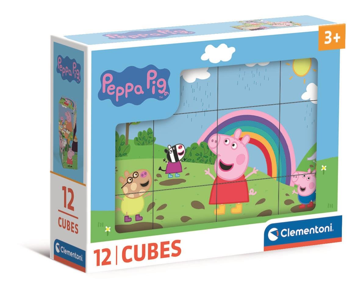 Clementoni, Klocki Sześcienne, Peppa Pig, 12 el.