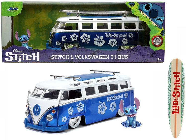 Auto metalowe Volkswagen T1 Bus z figurką Stitch 1:24 253075000 Jada