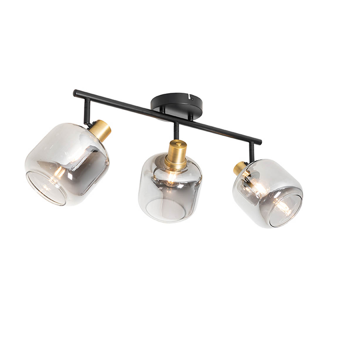 QAZQA Inteligentny reflektor sufitowy czarny z dymionym szkłem podłużny w tym 3 Wifi P45 - Zuzanna