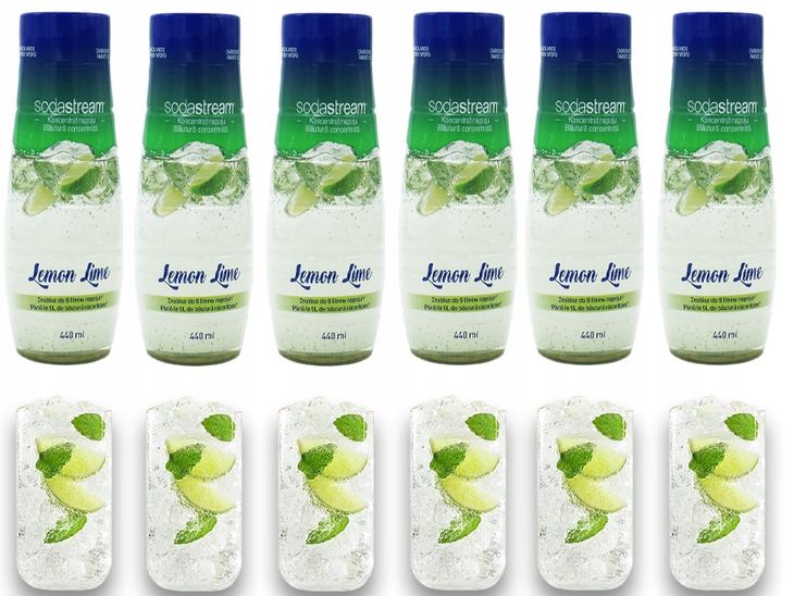 6x SYROP KONCENTRAT LEMON LIME DO SATURATORA SODASTREAM 9L NAPOJU z 440ml