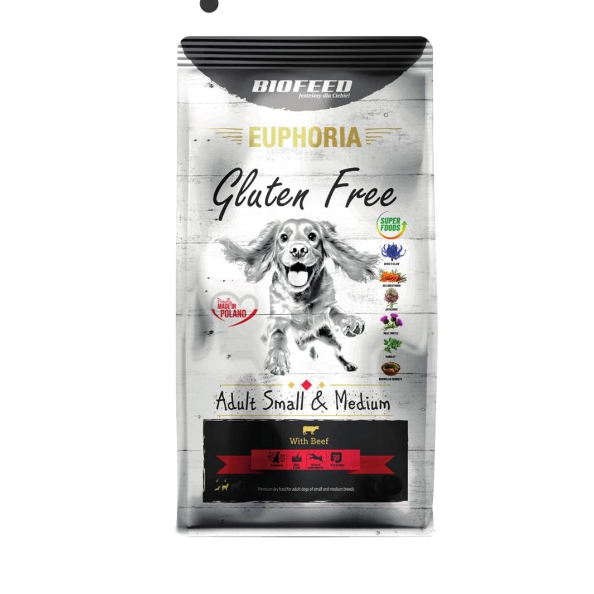 BIOFEED Euphoria G-F psy SMALL&MID wołowina 12kg adult
