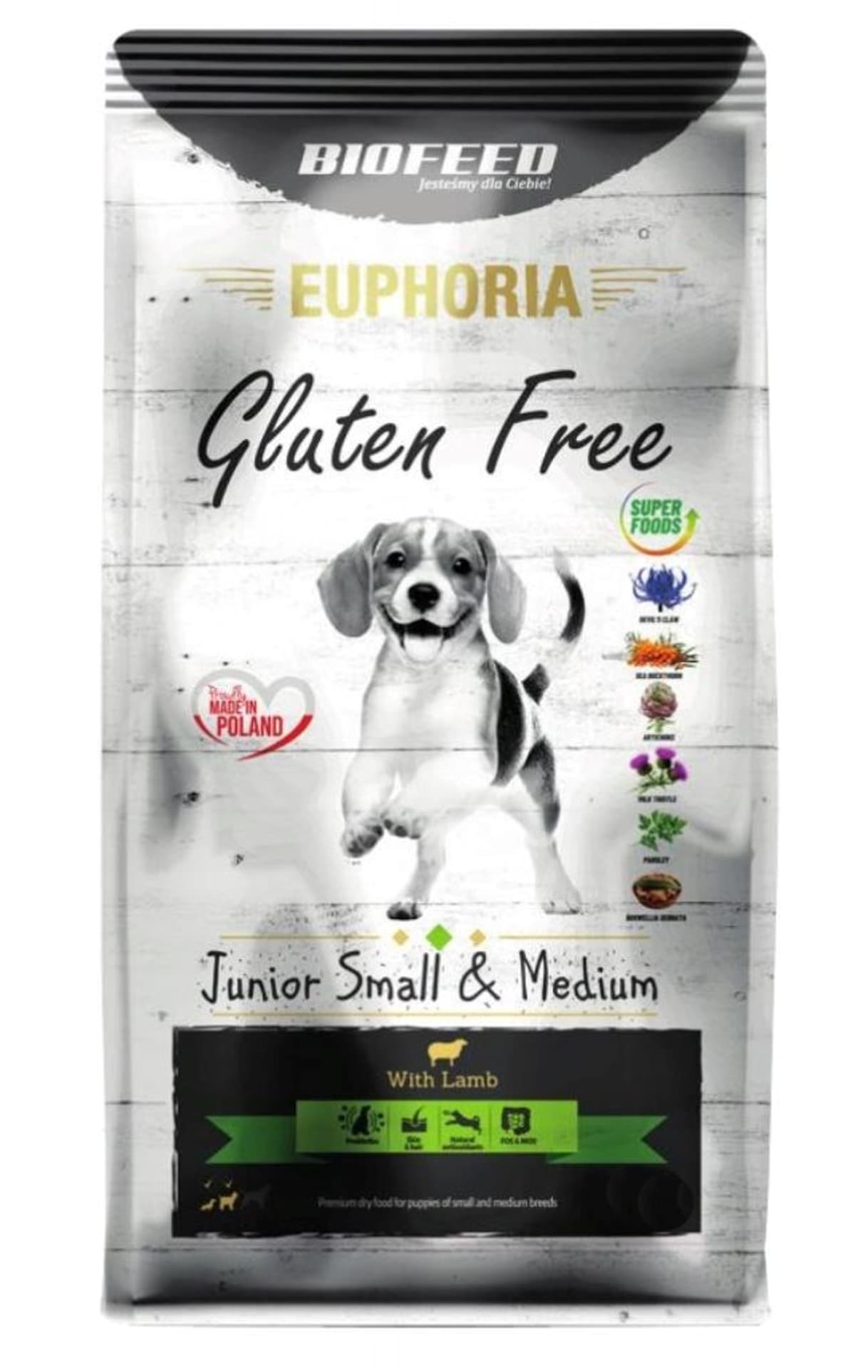 BIOFEED Euphoria G-F SMALL&MID jagnięcina 12kg junior