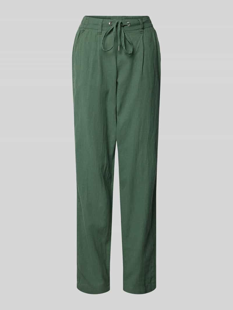 Spodnie lniane o kroju tapered fit z tunelem