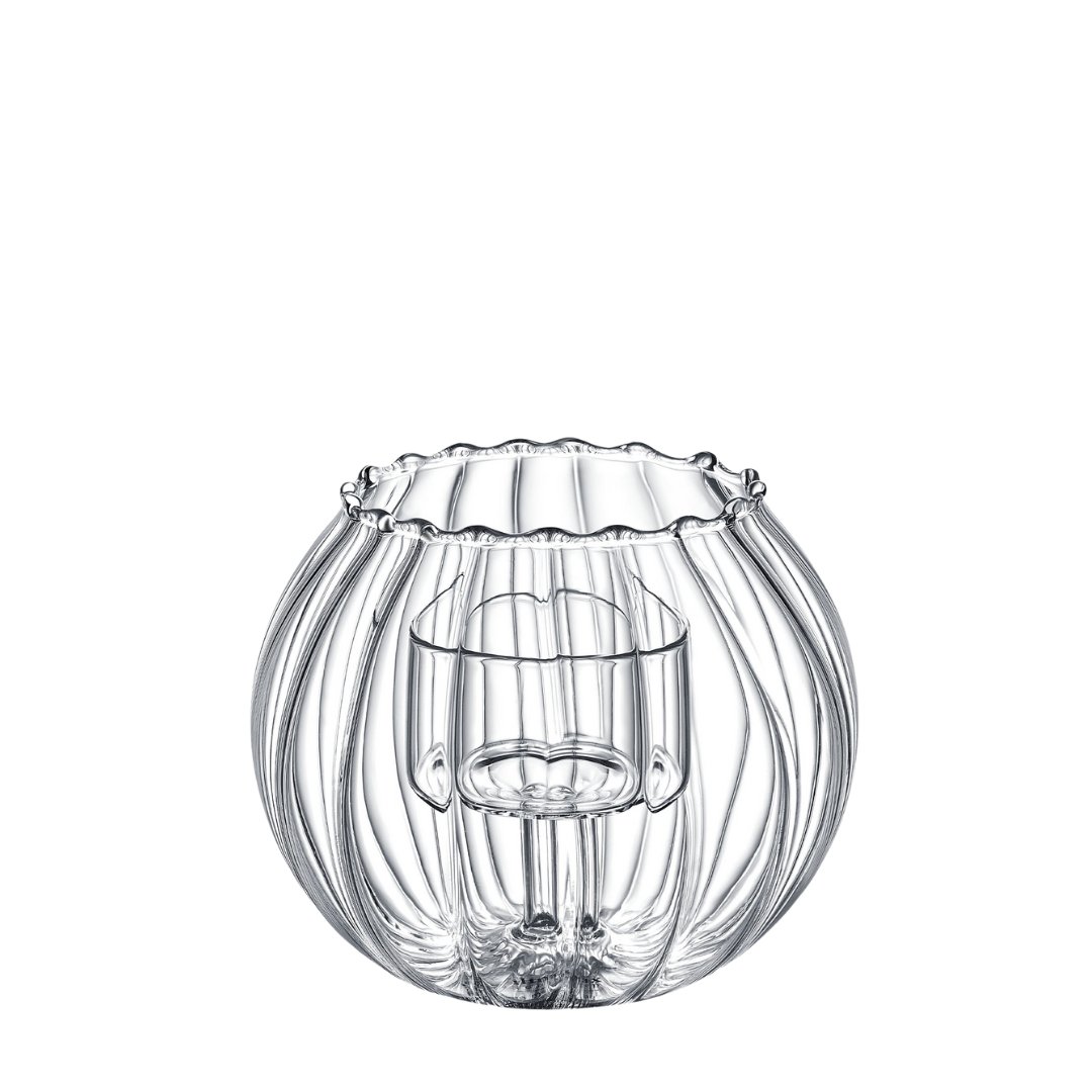 Świecznik ryflowany na 1 świecę tealight Wilmax 12cm ze szkła żaroodpornego