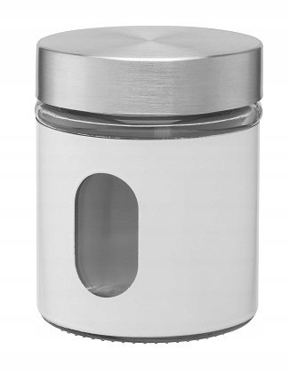 POJEMNIK biały 320 ml na kawę herbatę przyprawy słoik zioła z okienkiem