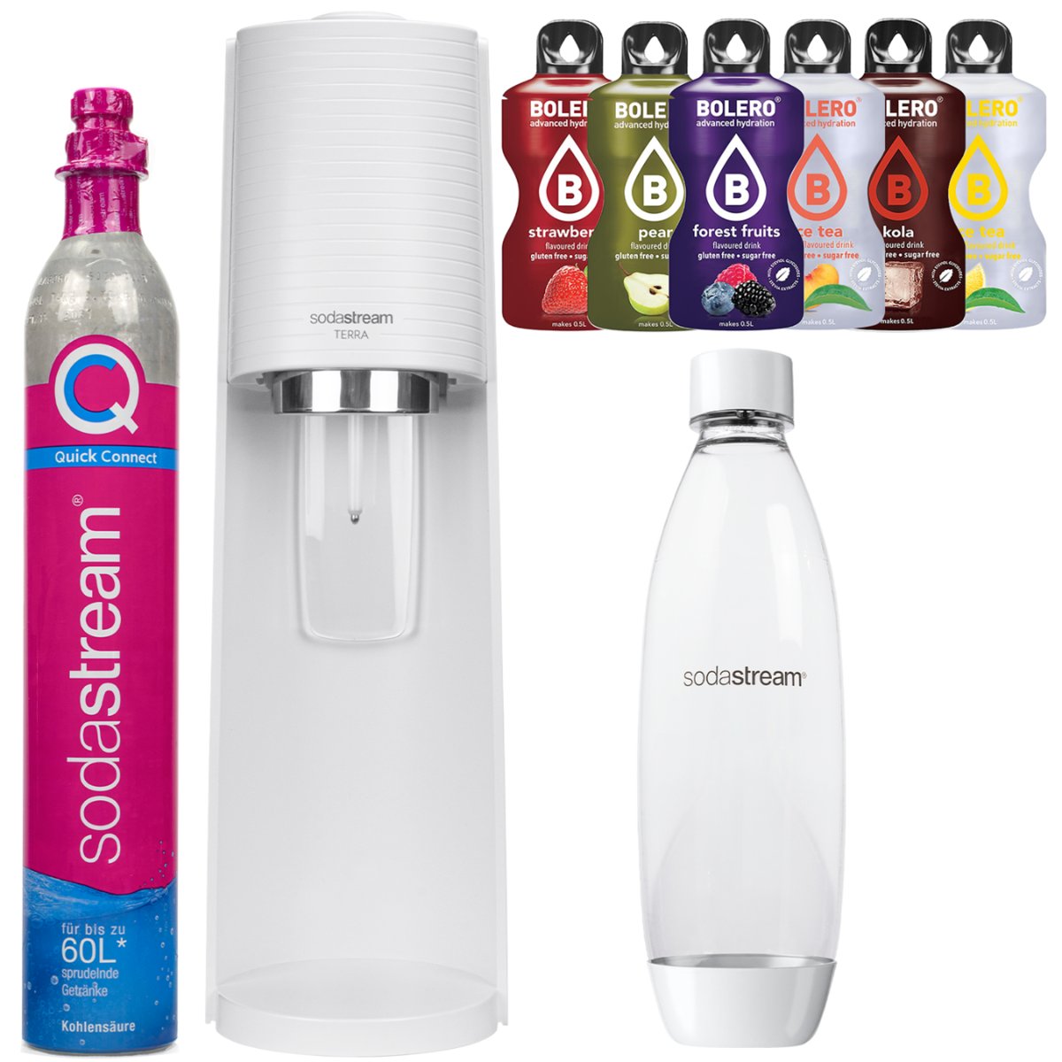 Saturator SodaStream Terra White + jedna butelka + bolero