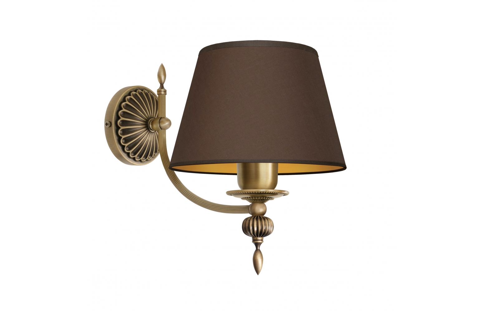 Mosiężny kinkiet z brązowym abażurem A-K1Gm