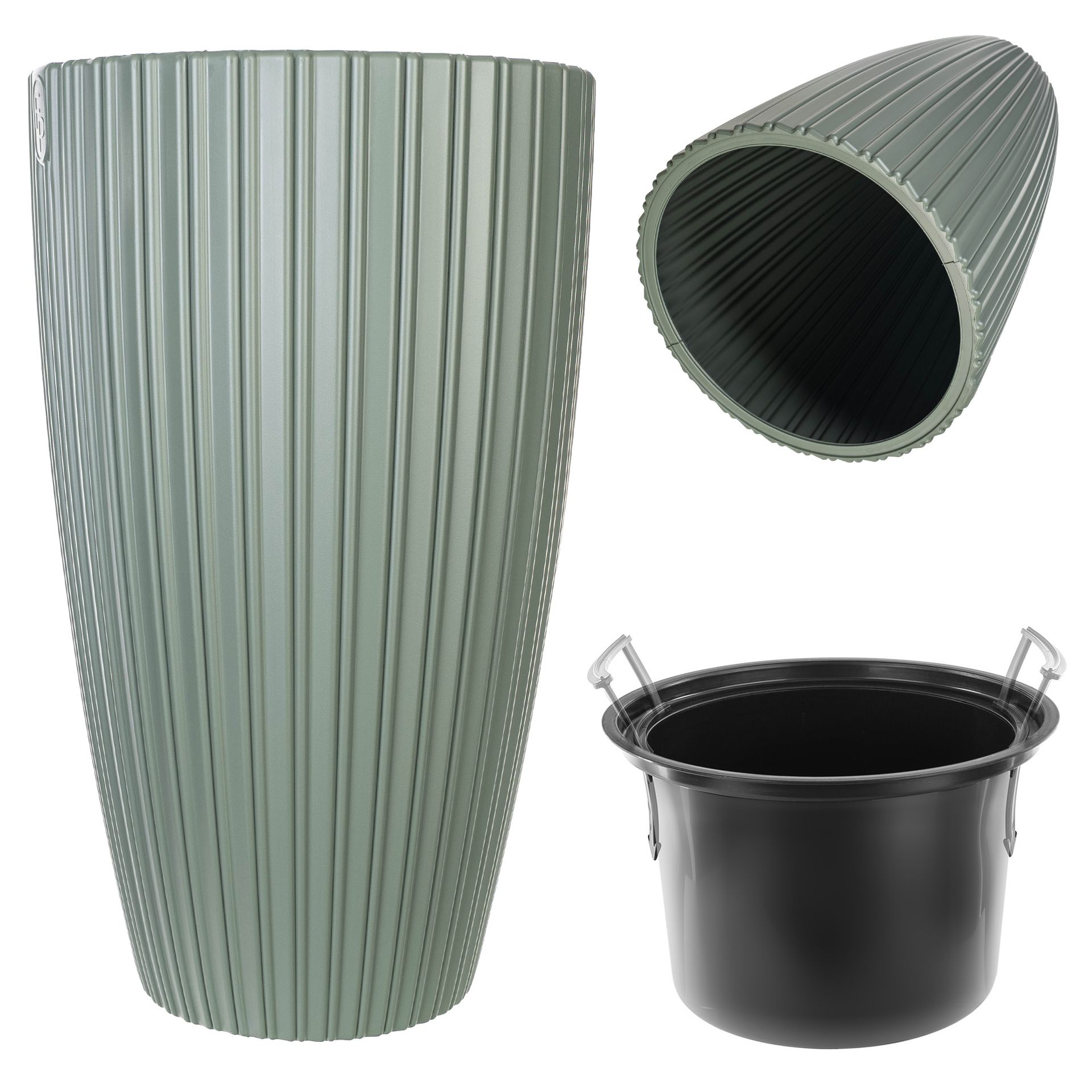Doniczka z wkładem Lavoye 30cm zielony