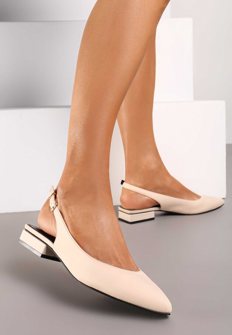 Różowe Czółenka na Płaskiej Podeszwie bez Pięty Zapinane przy Kostce Elajane