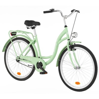 Rower miejski INDIANA Moena S1B 26 cali damski Miętowy + Koszyk na rower VÖGEL VKS-105 Stalowy