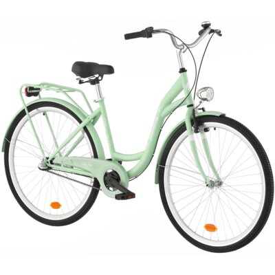 Rower miejski INDIANA Moena S3B 28 cali damski Miętowy + Koszyk na rower VÖGEL VKS-105 Stalowy