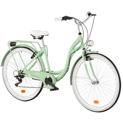 Rower miejski INDIANA Moena S7B 28 cali damski Miętowy + Koszyk na rower VÖGEL VKS-105 Stalowy