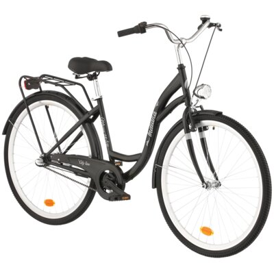 Rower miejski INDIANA Moena S3B 28 cali damski Czarny + Koszyk na rower VÖGEL VKS-105 Stalowy