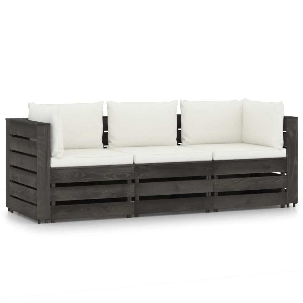 Sofa ogrodowa z palet - kremowy, drewno sosnowe, 3