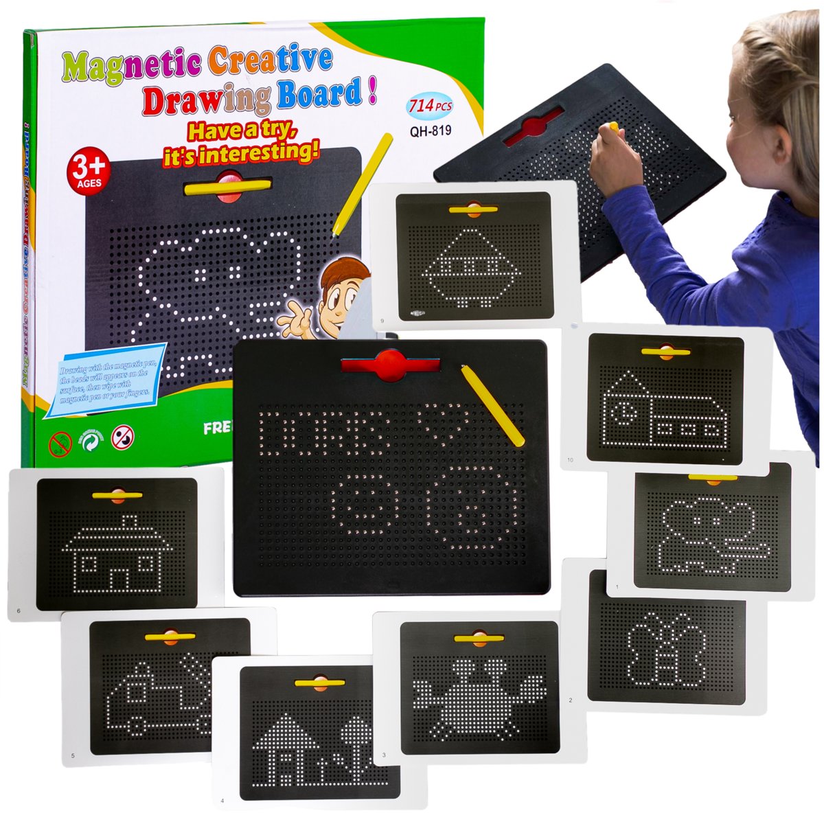Duża TABLICA MAGNETYCZNA KREATYWNA układanka kulki magnetyczne 714 - MagPad