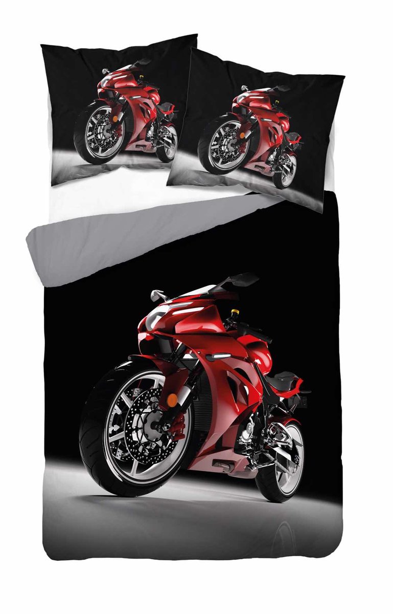 Pościel 3D satynowa z mikrowłókna MOTOCYKL ŚCIGACZ 160x200 Detexpol