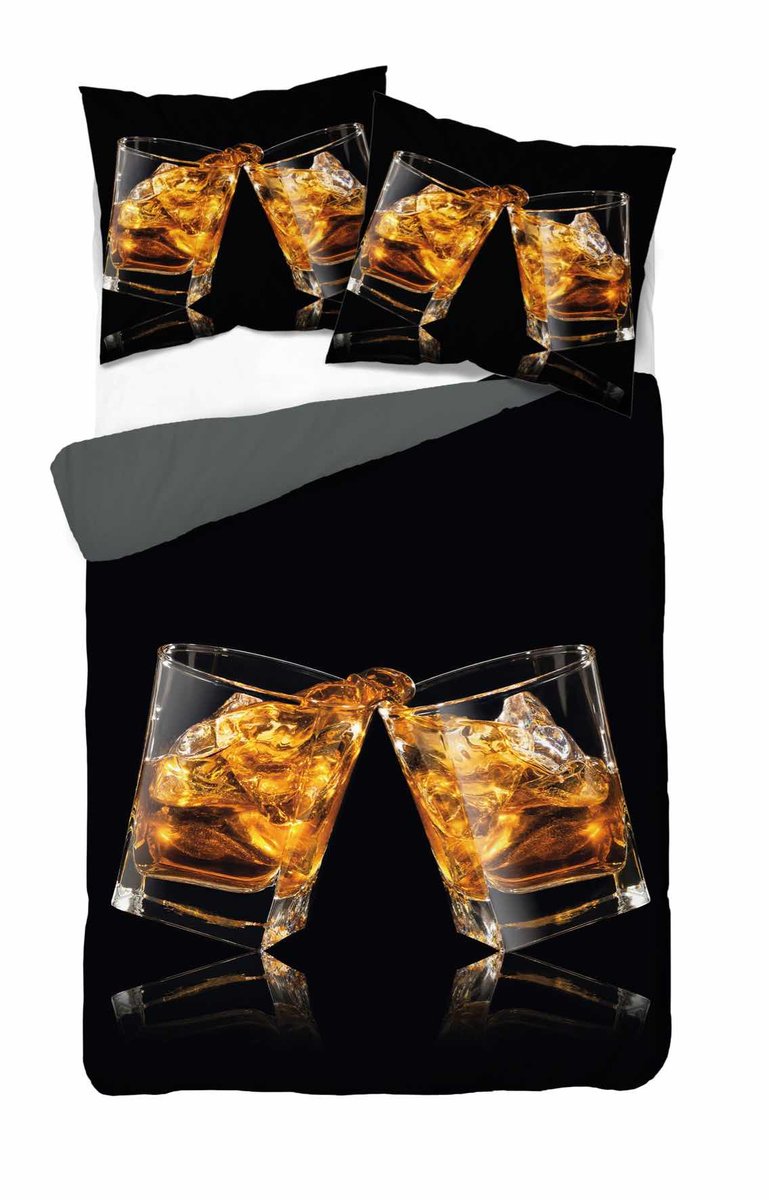 Pościel 3D satynowa z mikrowłókna SZKLANKI WHISKY 160x200 Detexpol