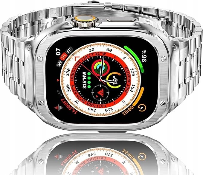 Srebrny pasek ze stali nierdzewnej do Apple Watch Series Ultra/Ultra 2 49mm
