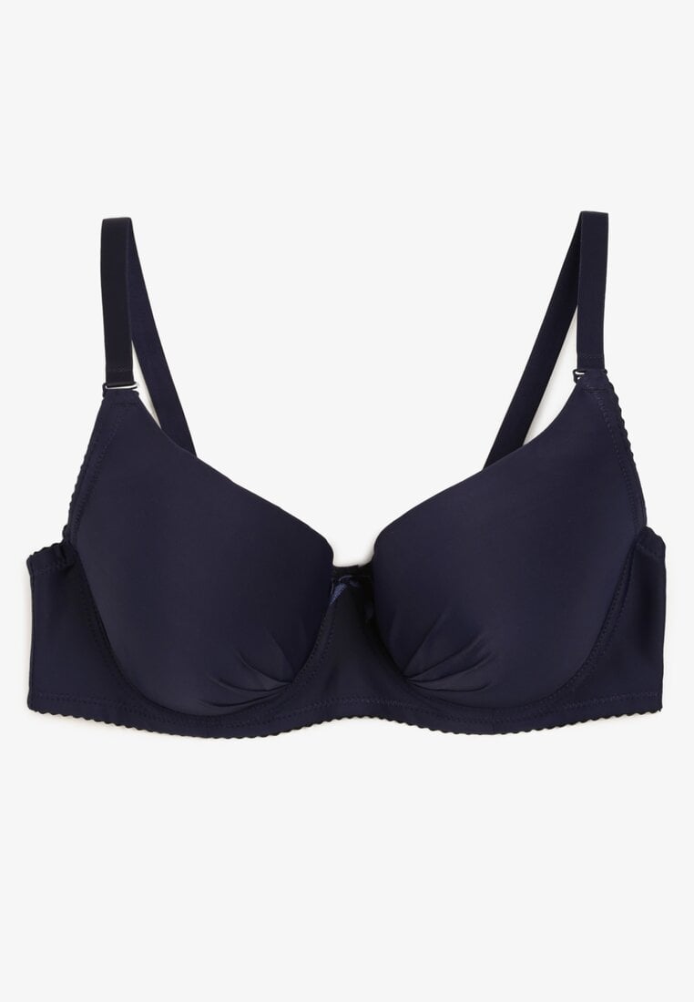 Granatowy Gładki Biustonosz Full-Cup Crisannas