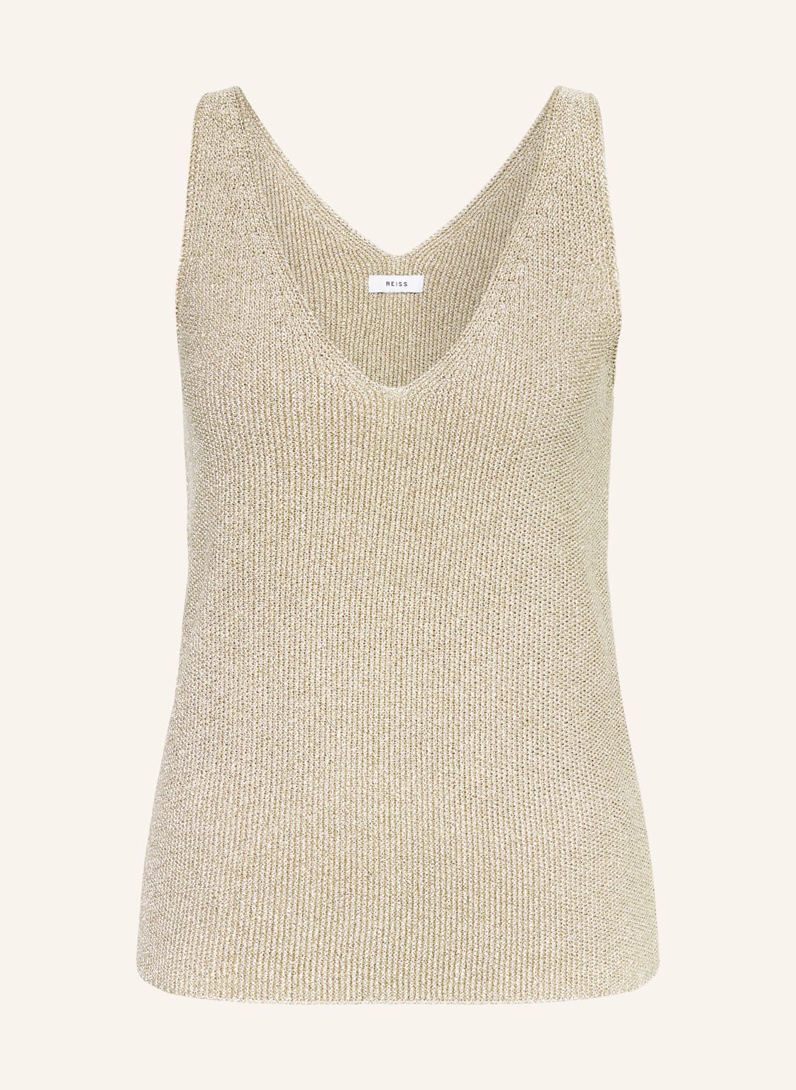 Reiss Top Z Dzianiny Mika Z Błyszczącą Przędzą gold