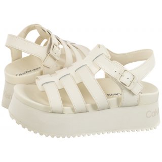 Sandały Platform Buckle Rubber Mg Mtl Triple Creamy White YW0YW01513 YBI (CK509-a) Calvin Klein