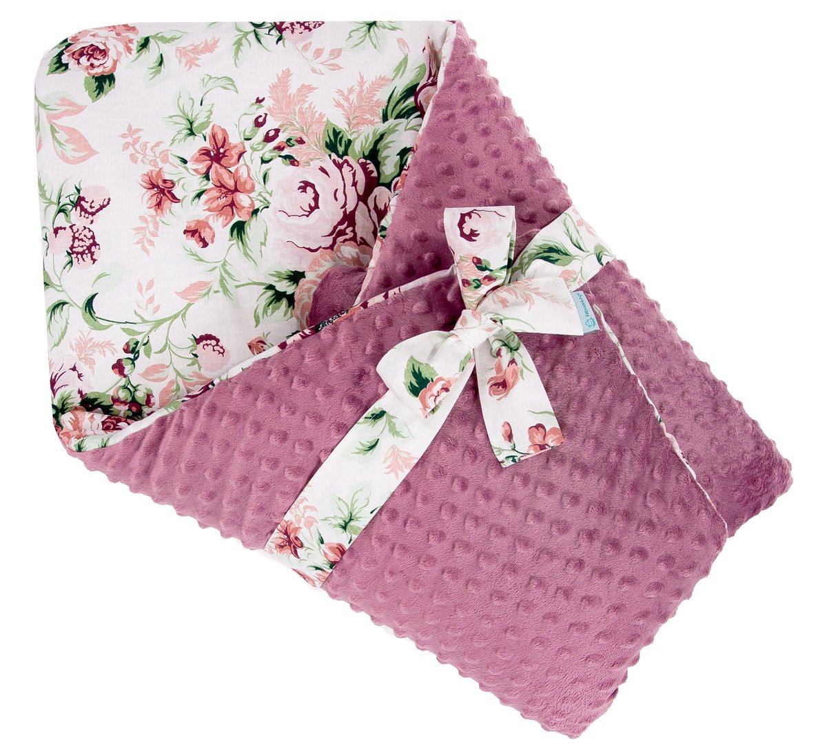 Rożek Peonie / Minky brudny róż retro