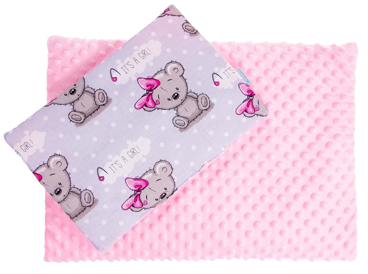 Komplet pościeli z wypełnieniem Girl / Minky pudrowy róż