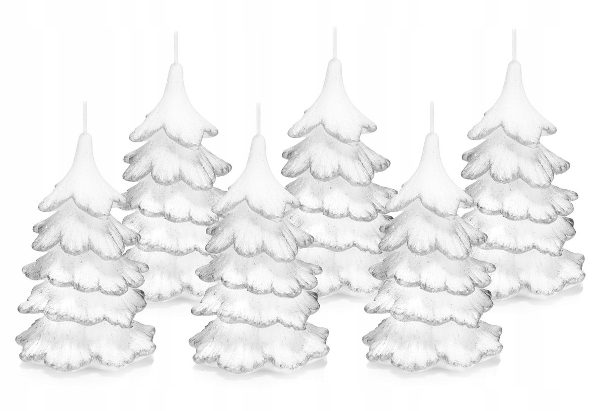 6x świeczki świąteczne choinka 15cm końców srebrna