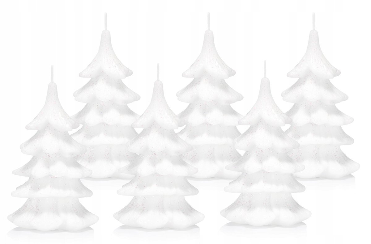 6 x świeczki świąteczne choinka 15 cm biała