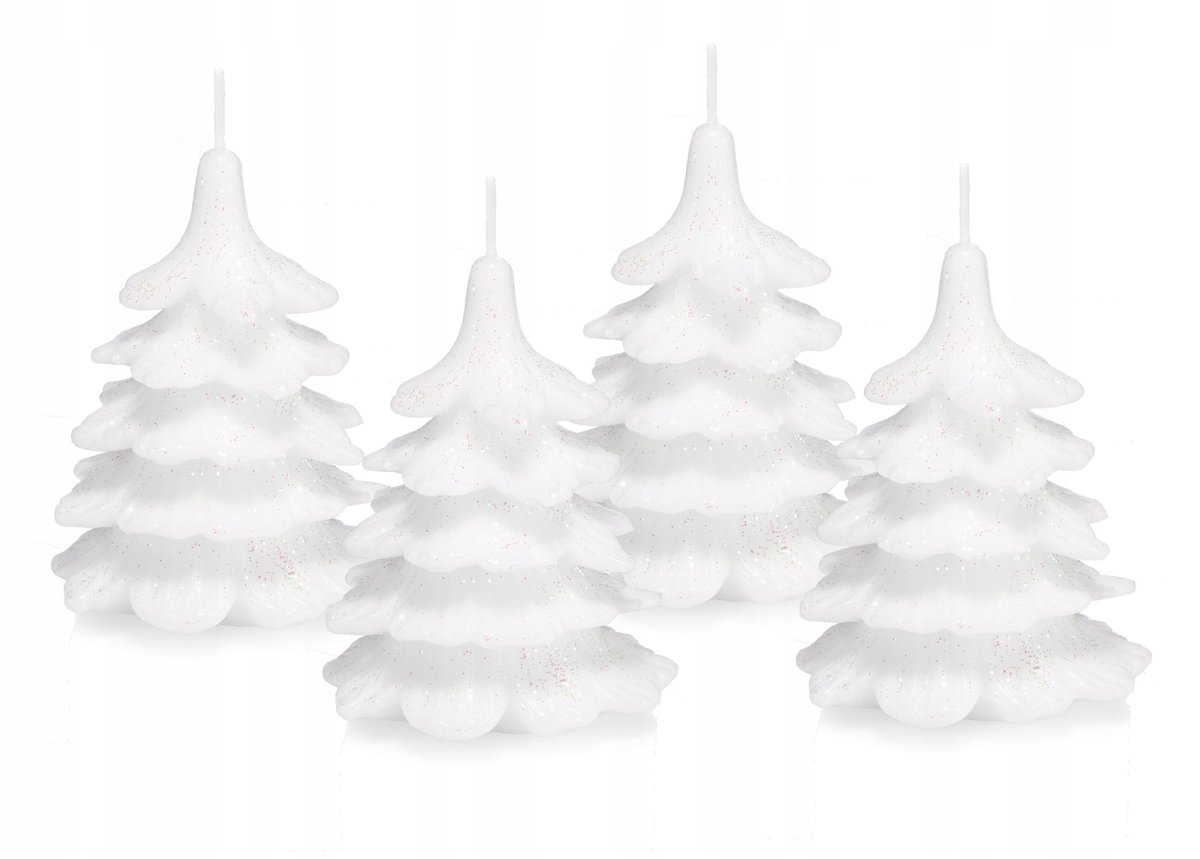 4 x świeczki świąteczne choinka 10 cm biała