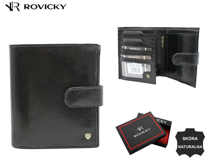 Skorzany duzy portfel meski z systemem RFID