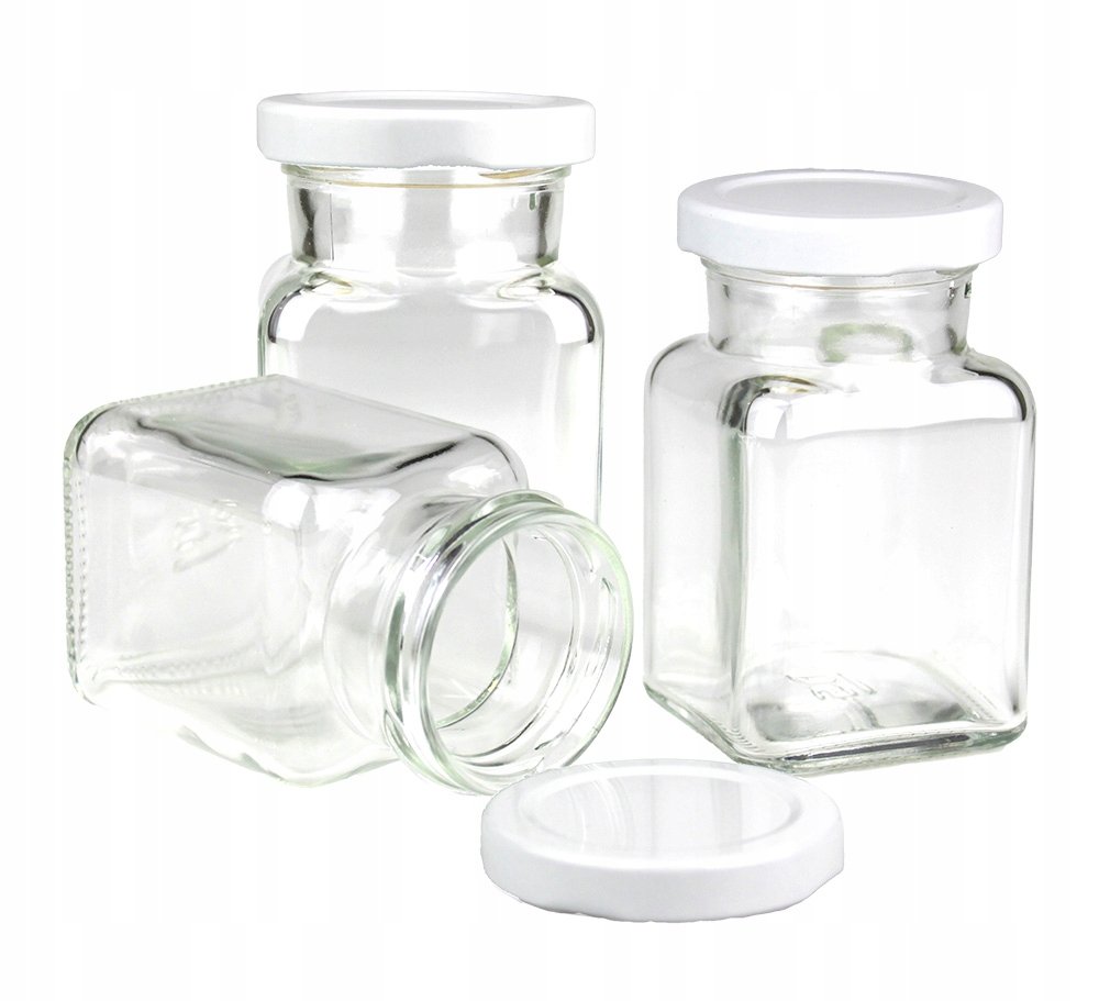3x Szklany pojemnik słoik z białą zakrętką do zalewu świec świeczek 150 ml
