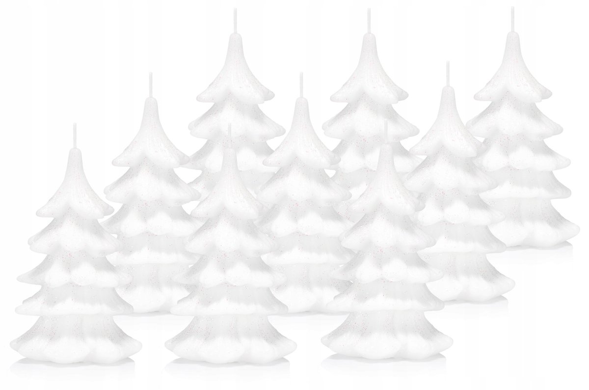 9 x świeczki świąteczne choinka 15 cm biała