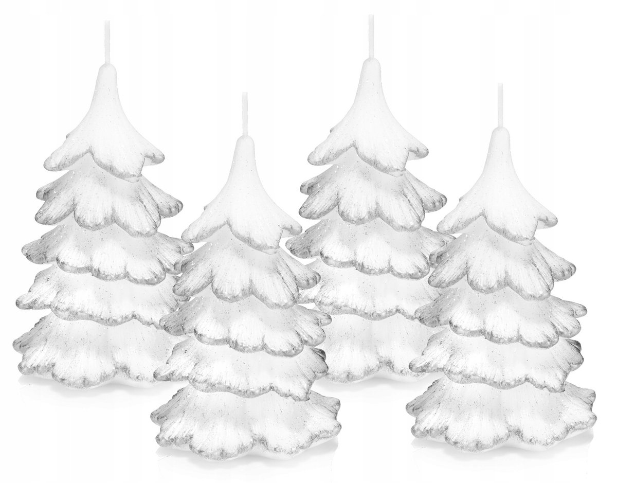 4x świeczki świąteczne choinka 15cm końców srebrna