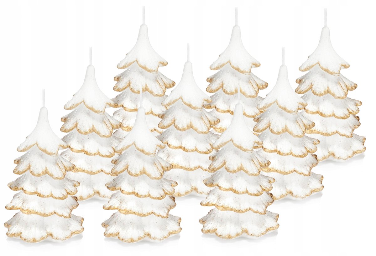 9x świeczki świąteczne choinka 15cm końcówka złota