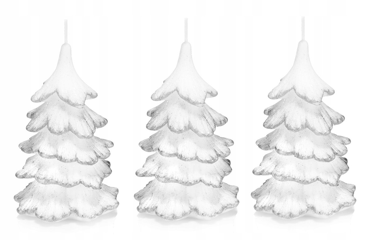 3x świeczki świąteczne choinka 15cm końców srebrna