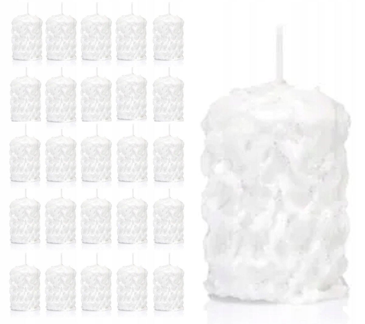 26x ŚWIECE świeczki BIAŁE śnieżynki walec 6/4,5cm