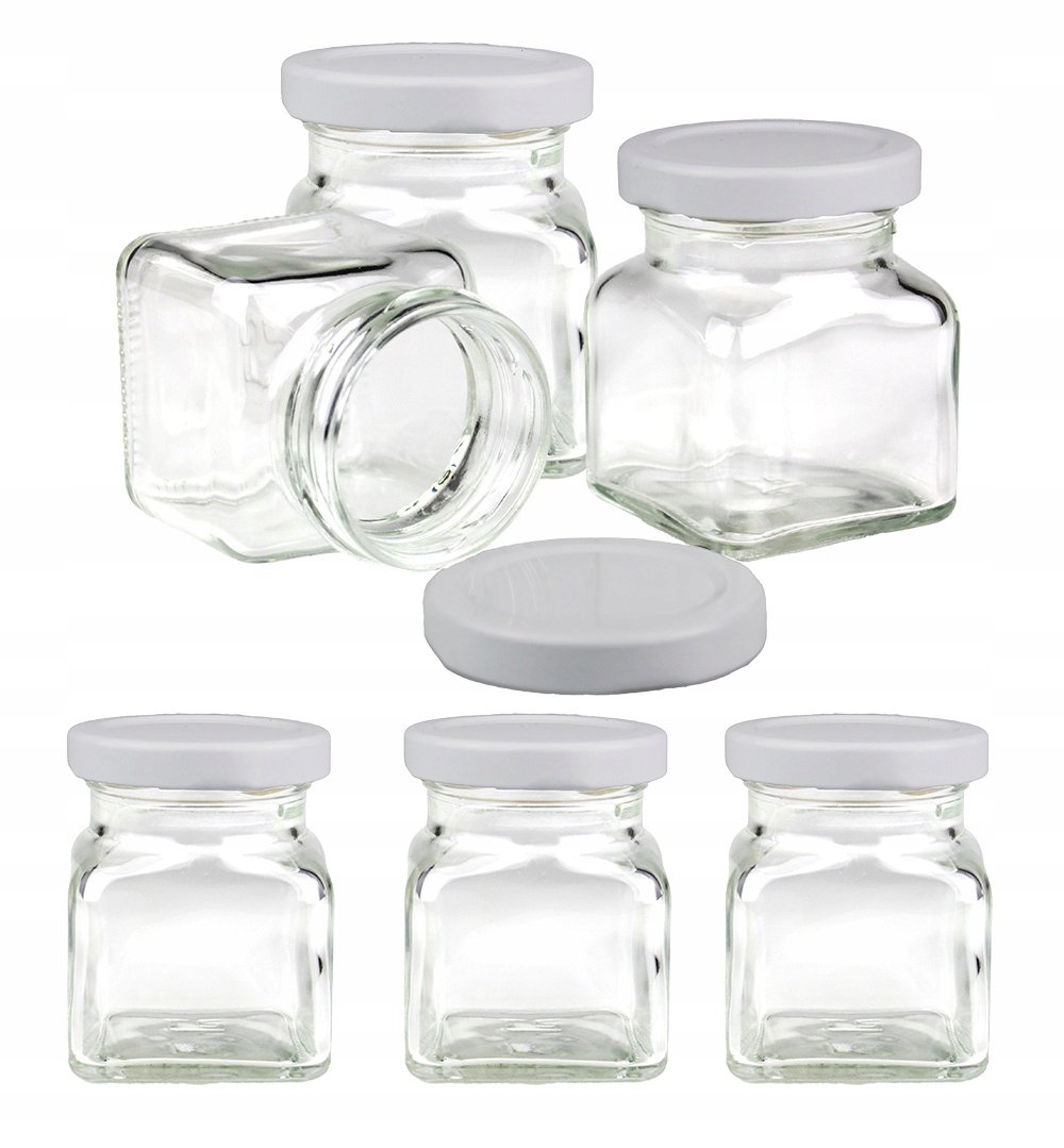 6x pojemniki słoiki słoiczki na przyprawy 120 ml z białą zakrętką fi 53