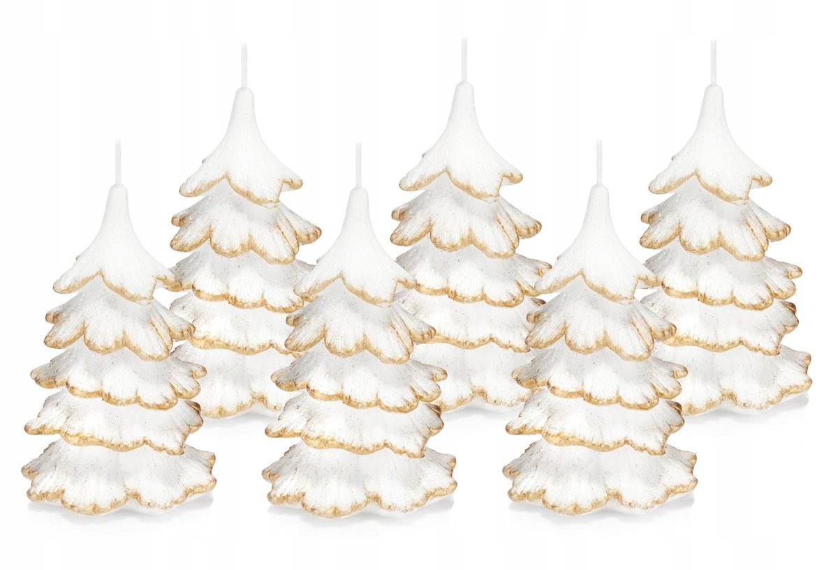 6x świeczki świąteczne choinka 15cm końcówka złota