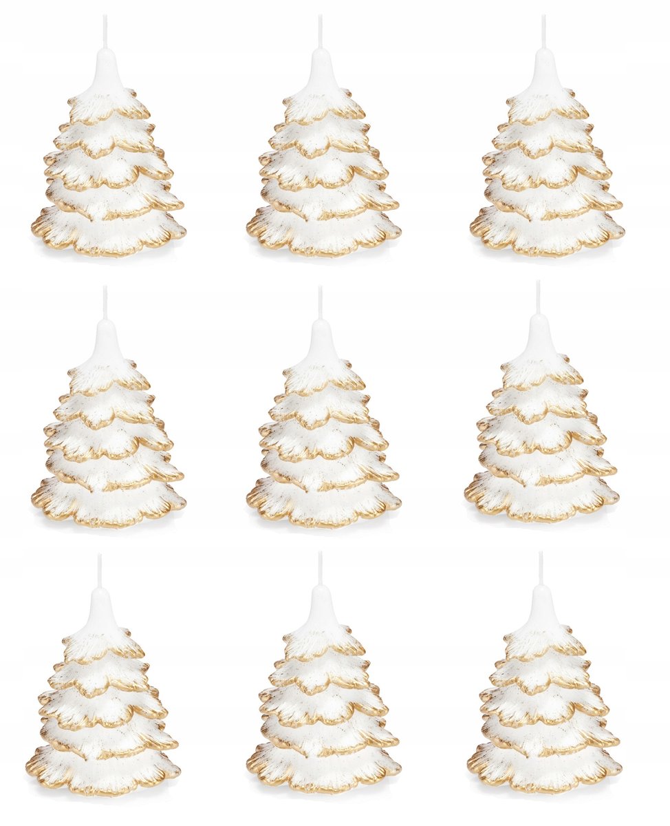 9x świeczki świąteczne choinka 10cm końcówka złota