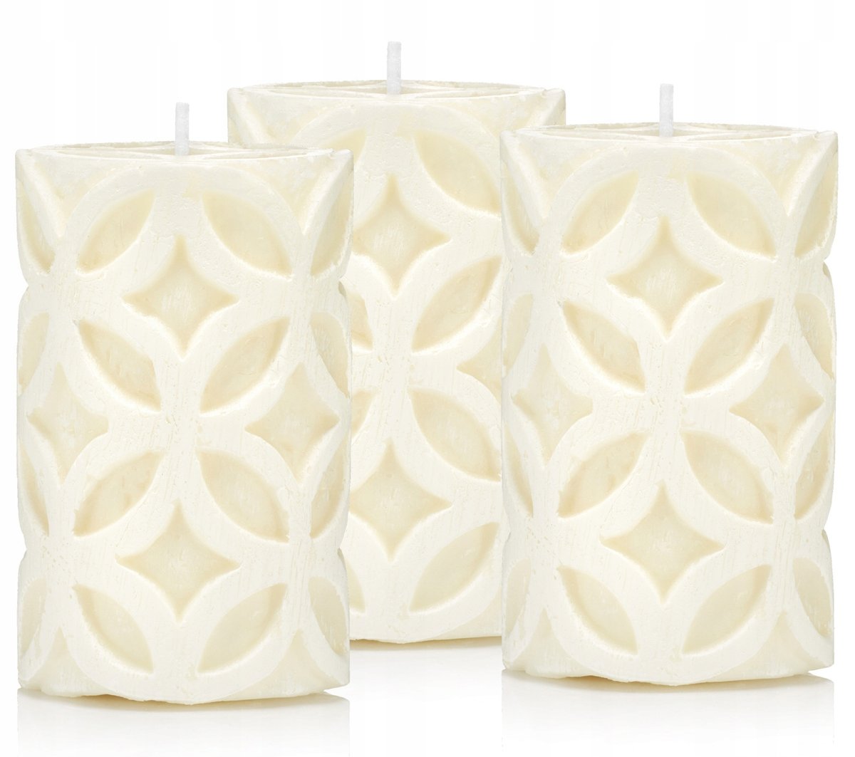 3 ŚWIECE dekoracyjne WALEC KOŁA 11cm kolor ECRU