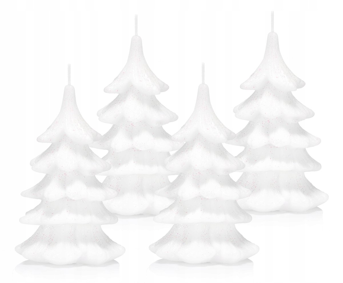 4 x świeczki świąteczne choinka 15 cm biała