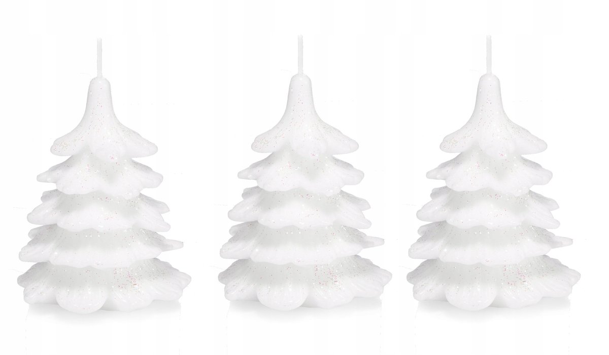 3x świeczki świąteczne choinka 10 cm biała
