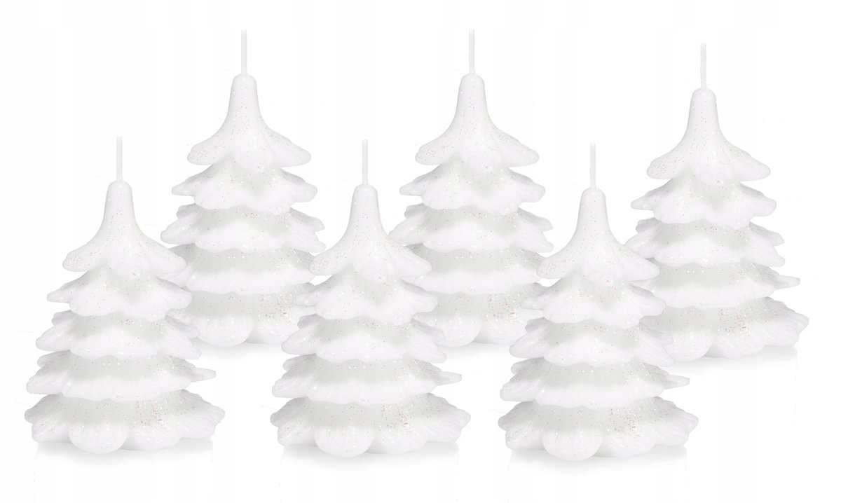 6 x świeczki świąteczne choinka 10 cm biała