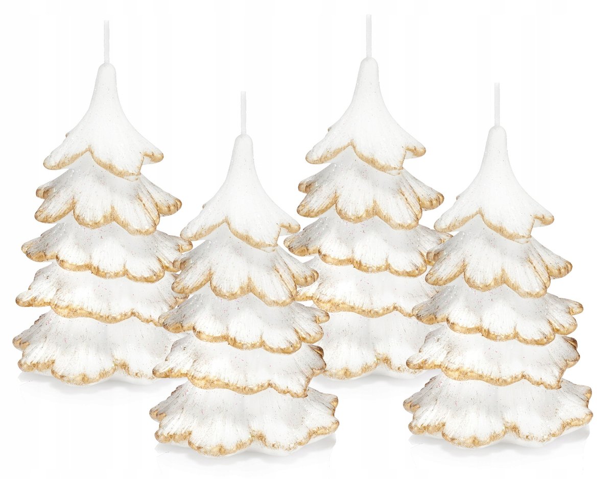 4x świeczki świąteczne choinka 15cm końcówka złota