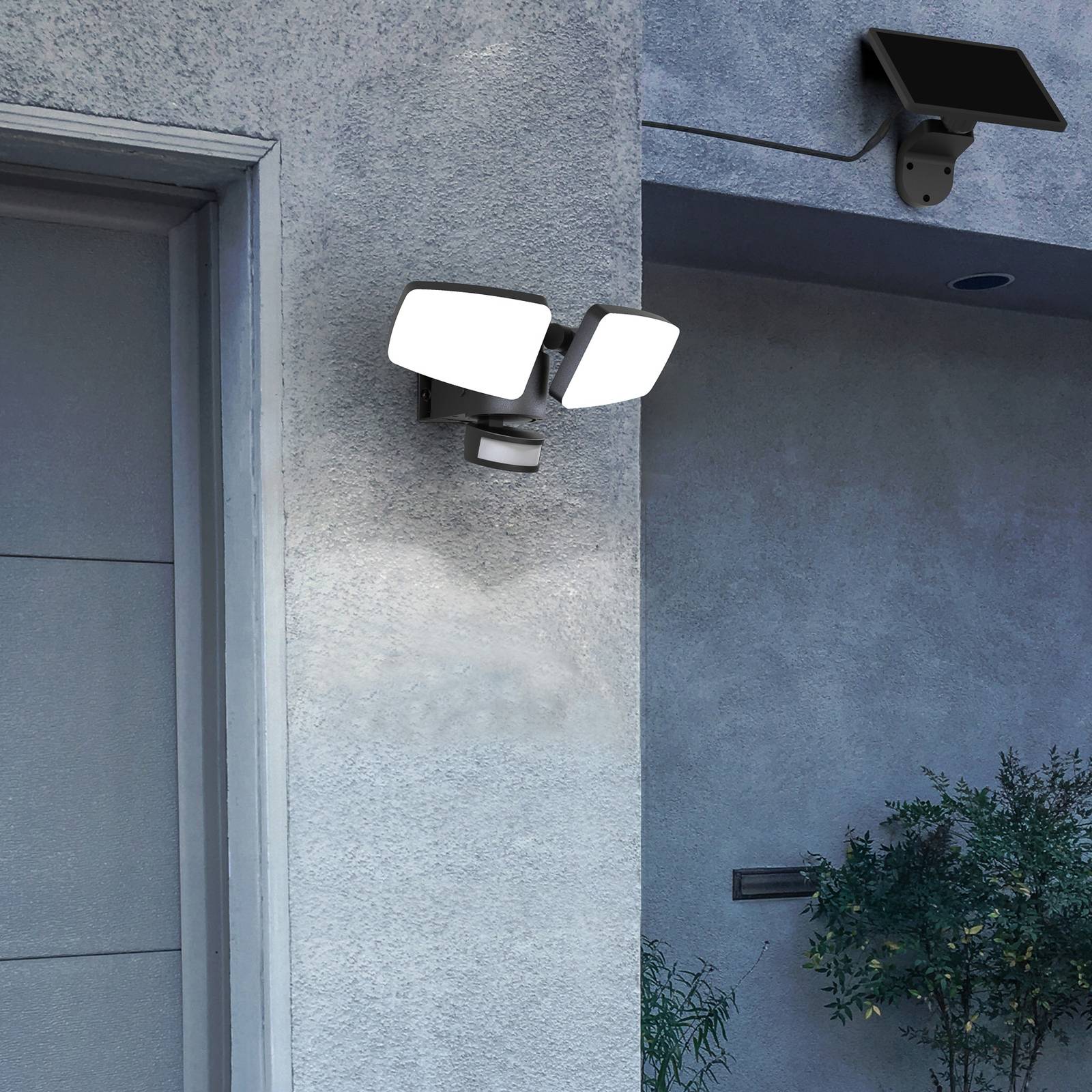 Heitronic Zewnętrzny kinkiet solarny LED Duplex, 2-punktowy, montaż narożny
