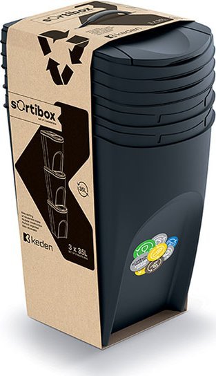 Kosz na śmieci Prosperplast do segregacji 3 x 35L czarny IKWB35S3-S411