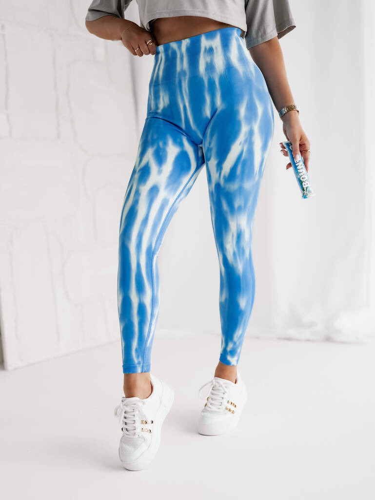 WZORZYSTE LEGGINSY MODELUJĄCE- NIEBIESKIE - Olika