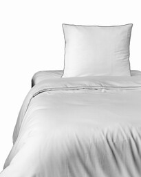 Detexpol Pościel satynowa 140x200 biała z lamówką z jedną poszewką 70x80 Mako Satin 62