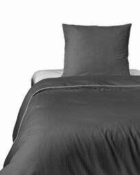 Detexpol Pościel satynowa 140x200 grafitowa z lamówką z jedną poszewką 70x80 Mako Satin 62